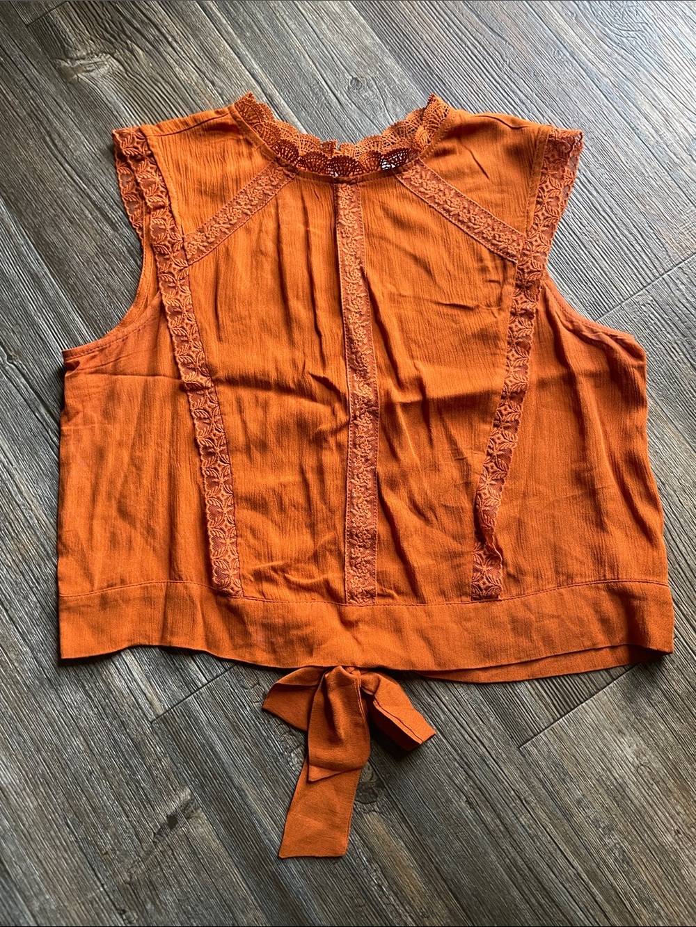 Lace-Trim Tie-Back Camisole - Orange